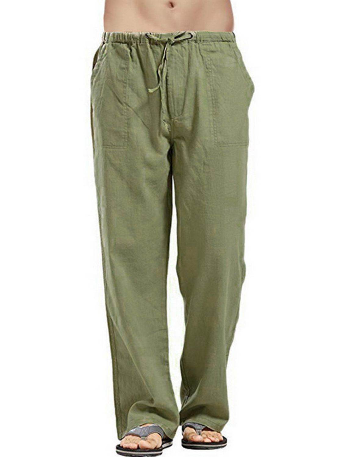 Men's Full Size Drawsting Straight Leg Pants Plus Size - Hovatok