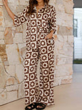 Printed Collared Neck Top and Pants Set - Hovatok