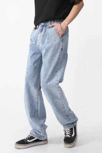 Mid Rise Baggy Jeans with Pockets - Hovatok
