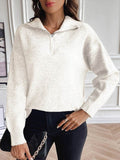 Half Zip Dropped Shoulder Sweater - Hovatok