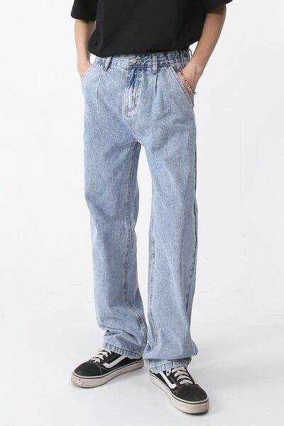 Mid Rise Baggy Jeans with Pockets - Hovatok