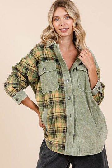 Mittoshop Plaid Button Down Drop Shoulder Jacket - Hovatok