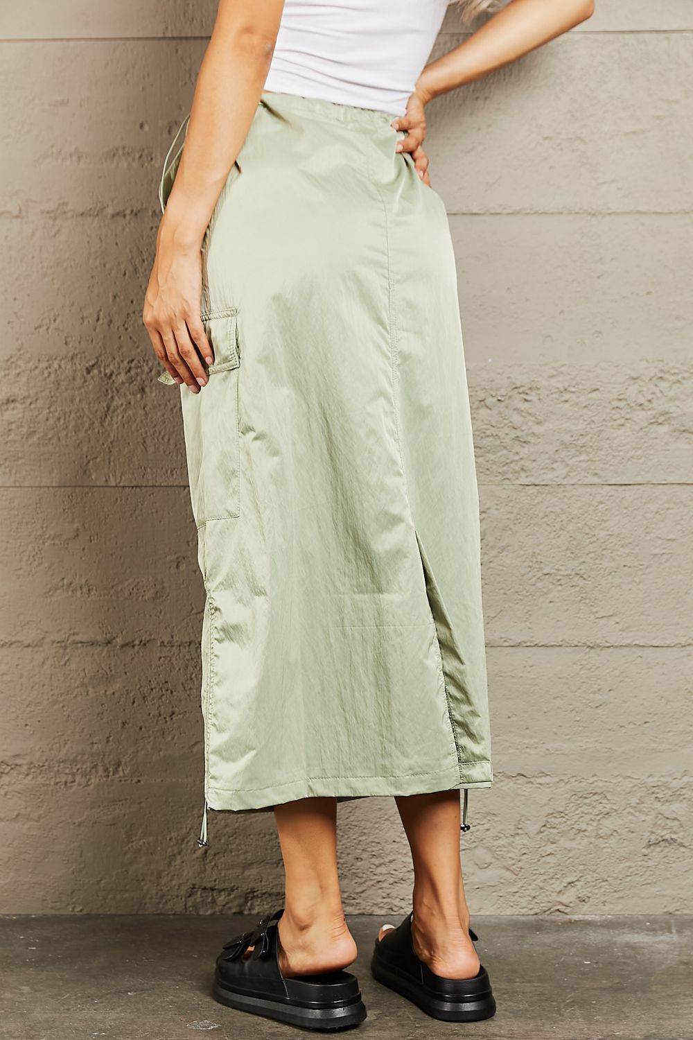HYFVE Just In Time High Waisted Cargo Midi Skirt - Hovatok