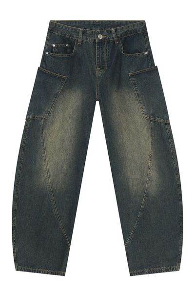 Mid Rise Waist Jeans with Pockets - Hovatok