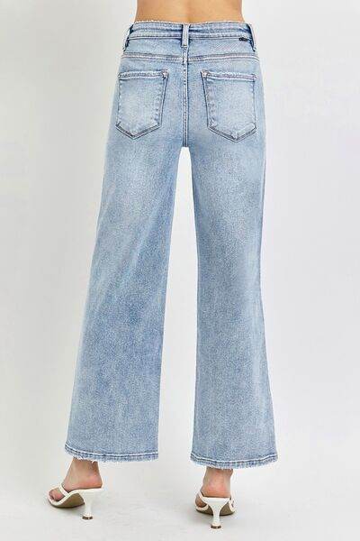 RISEN Full Size Tummy Control High Rise Crop Wide Leg Jeans - Hovatok