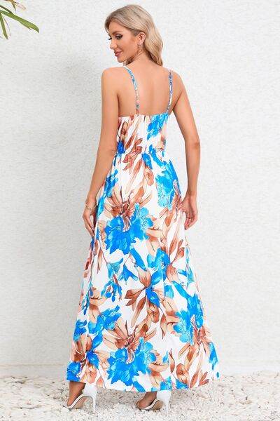 Printed Surplice Maxi Cami Dress - Hovatok