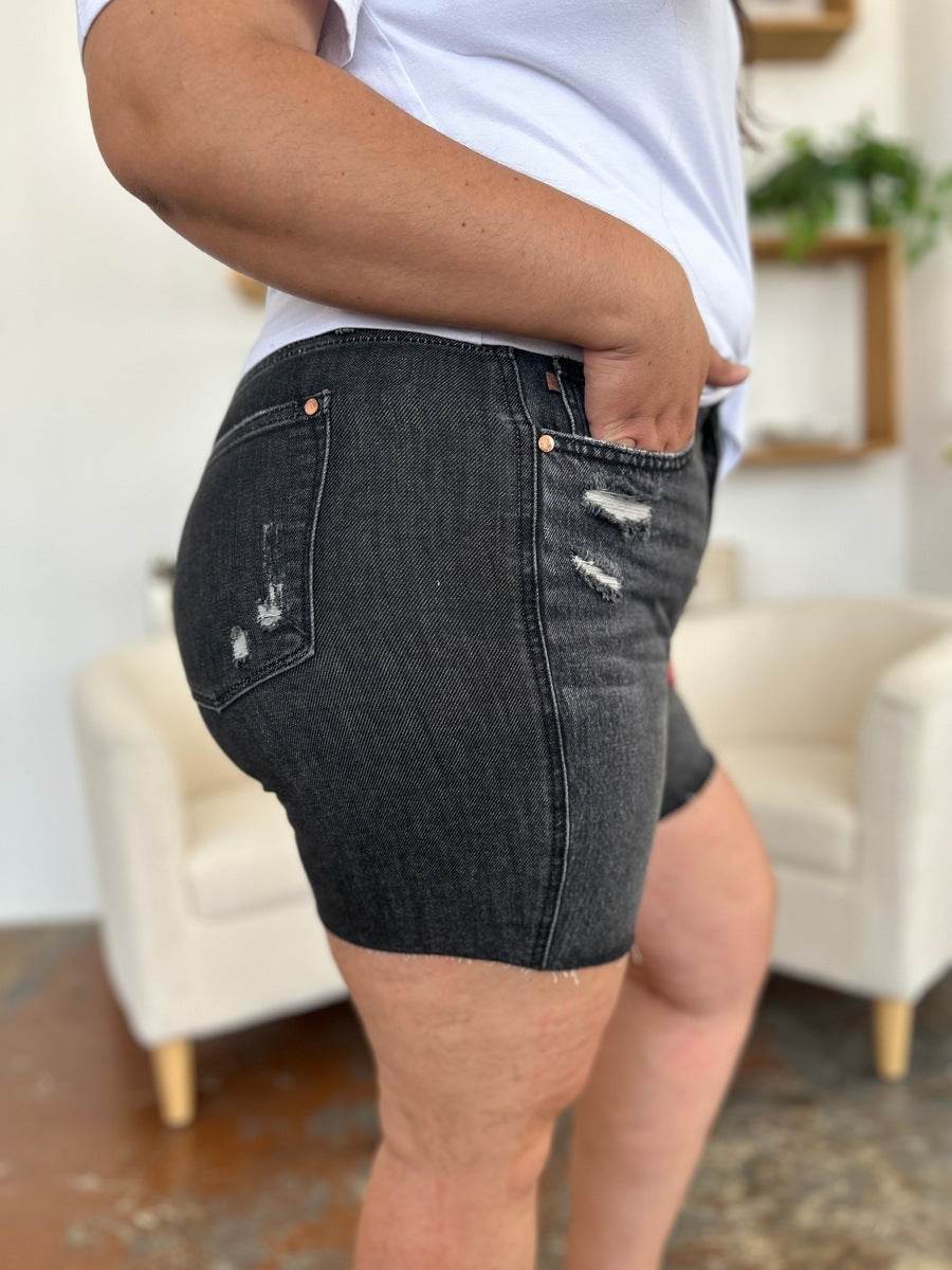 Judy Blue Full Size High Waist Rigid Magic Denim Shorts - Hovatok