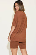 Basic Bae Full Size V-Neck Drop Shoulder T-Shirt and Shorts Set - Hovatok