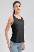 Wide Strap Round Neck Active Tank - Hovatok