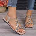 Rhinestone Butterfly Flat Sandals - Hovatok
