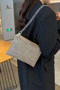 Rhinestone Polyester Chain Crossbody Bag - Hovatok