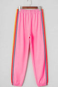 Contrast Striped Elastic Waist Active Pants - Hovatok