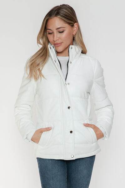 YMI Pocketed Zip Up Turtleneck Puffer Jacket - Hovatok