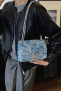 Raw Hem Denim Crossbody Bag - Hovatok