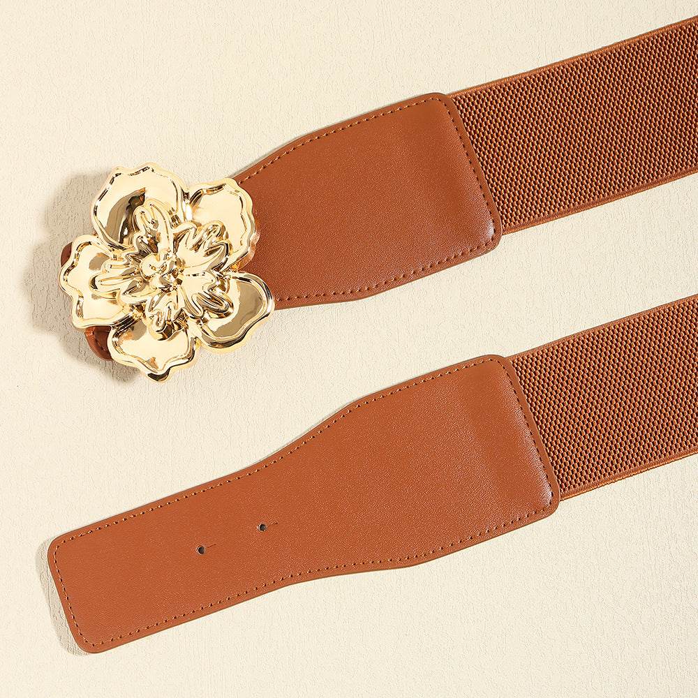 Flower Alloy Buckle Elastic Belt - Hovatok