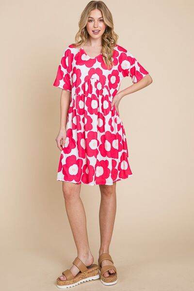 BOMBOM Flower Print Ruched Dress - Hovatok