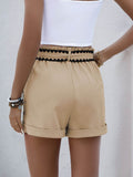 Perfee Tied Contrast Trim Shorts - Hovatok