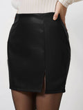 Slit Mini Skirt with Zipper - Hovatok