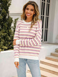 Angel Wings Striped Drop Shoulder Knit Top - Hovatok
