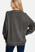 Zenana Full Size Pigment Dyed French Terry Sweatshirt - Hovatok