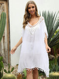 Tassel Cutout Half Sleeve Cover-Up - Hovatok