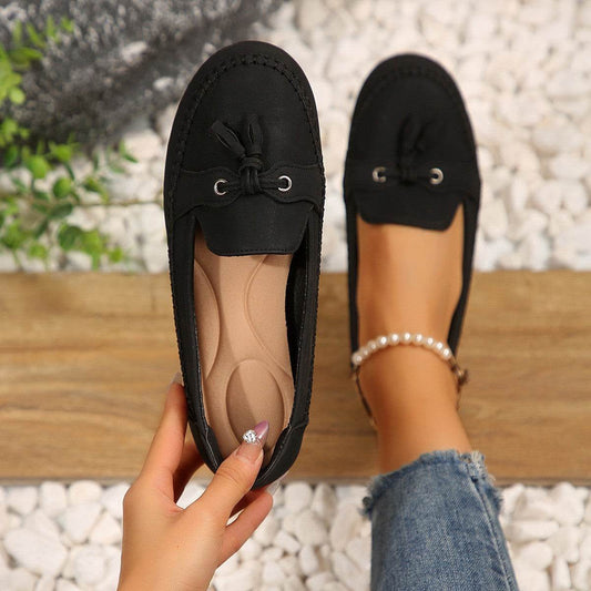PU Leather Flat Loafers - Hovatok