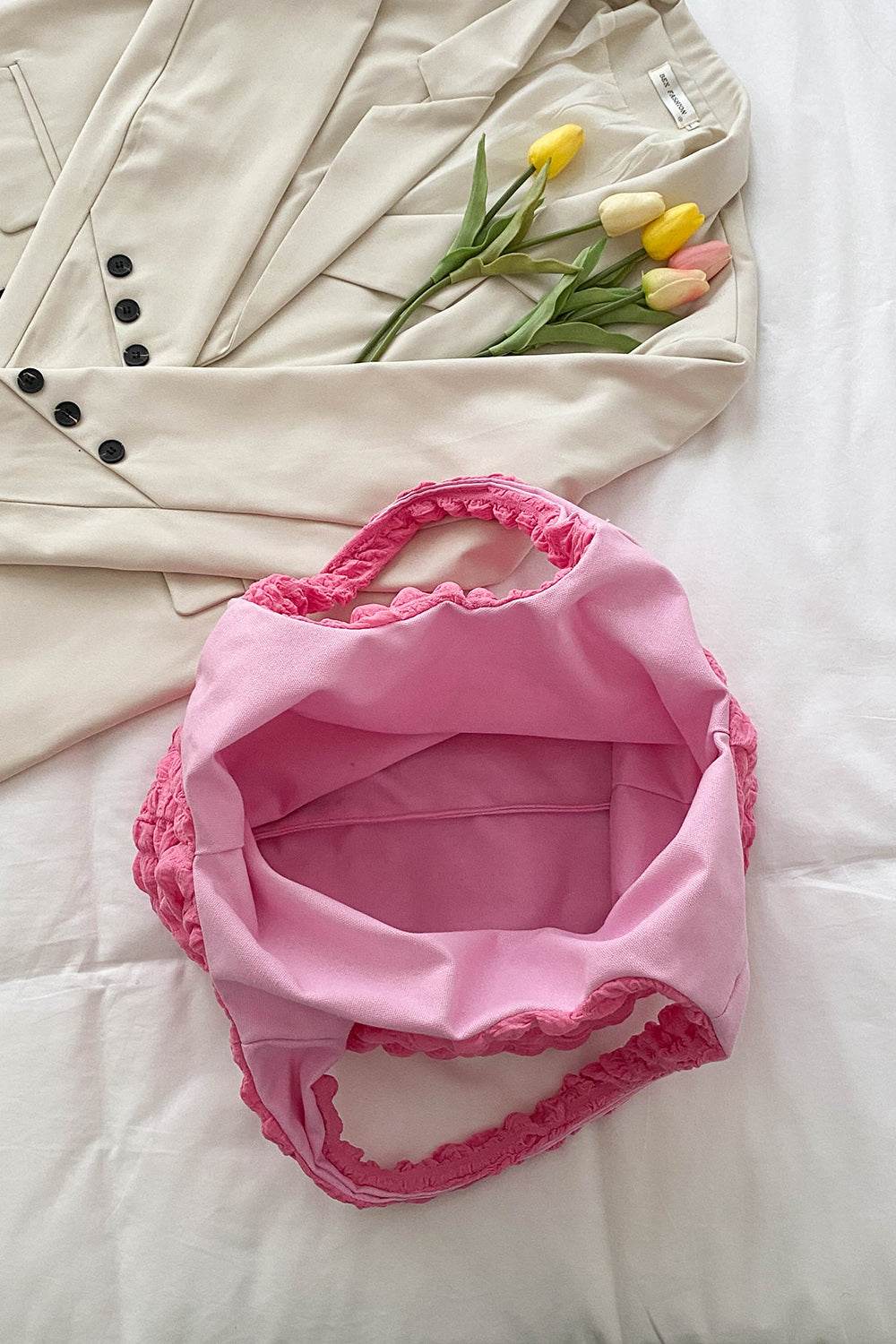 Ruched Polyester Large Handbag - Hovatok