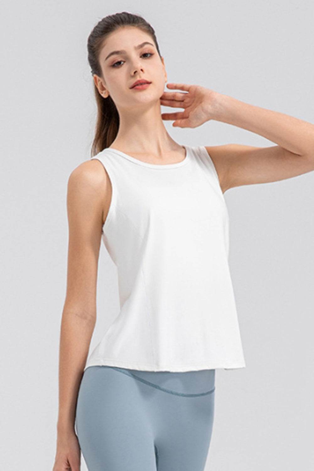 Wide Strap Round Neck Active Tank - Hovatok