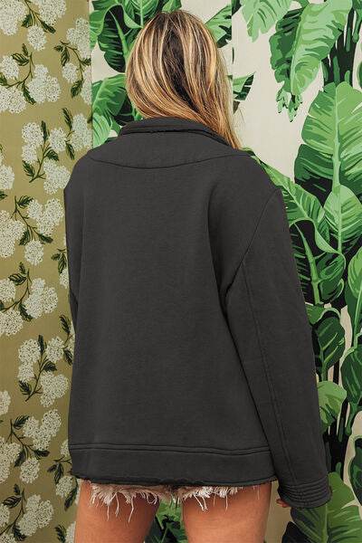 BiBi Single-Breasted Washed Fleece Jacket - Hovatok