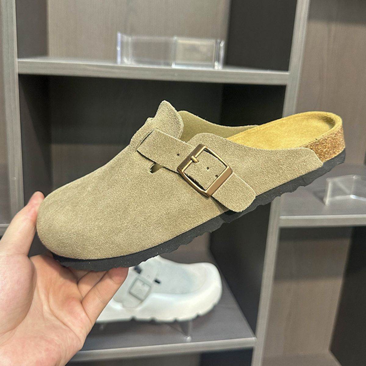Round Toe Flat Buckle Slip-Ons - Hovatok