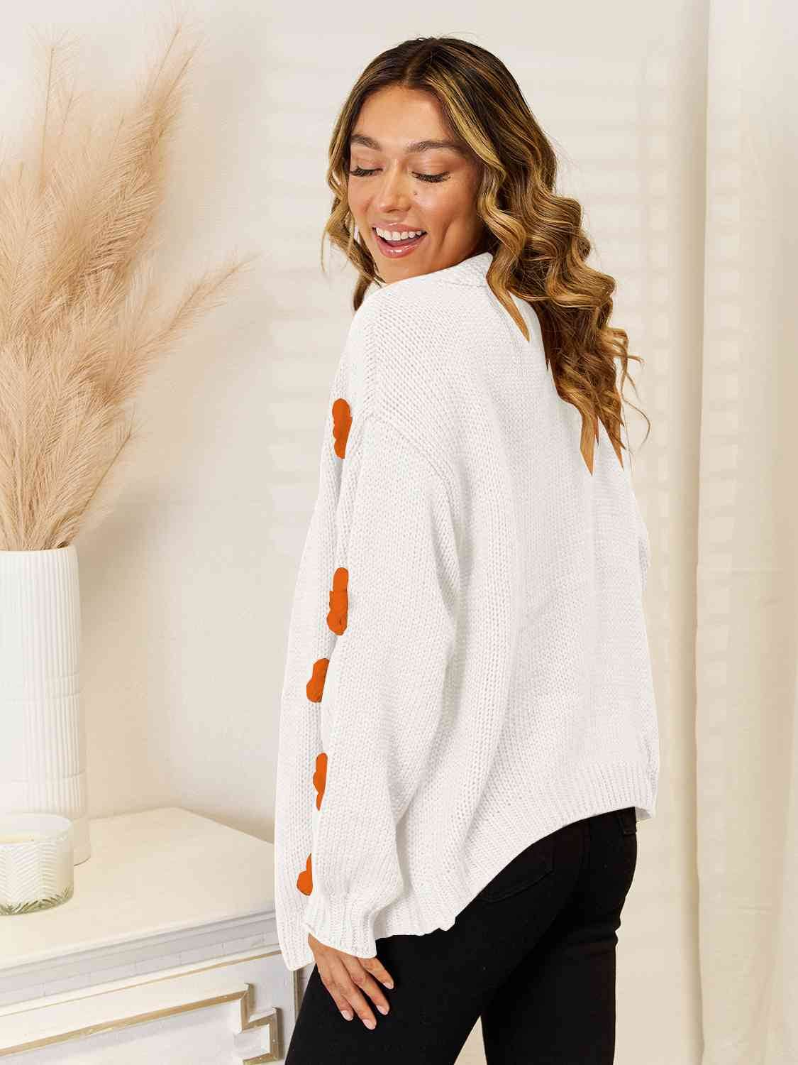 Angel Wings Flower Dropped Shoulder Open Front Cardigan - Hovatok