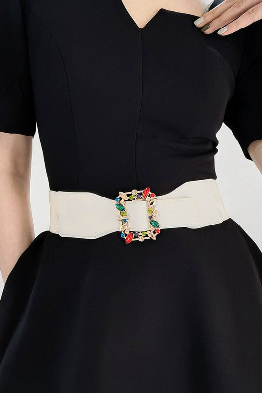Multicolored Leaf Buckle Elastic Belt - Hovatok