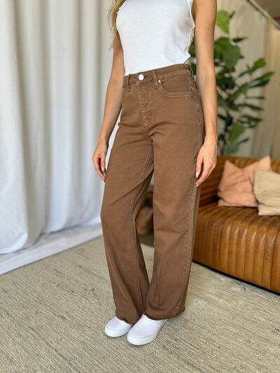 RFM Full Size High Rise Garment Dye Wide Leg Jeans - Hovatok