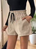 Perfee Frill Drawstring Shorts with Pockets - Hovatok