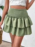 Perfee Layered Smocked Mini Skirt - Hovatok