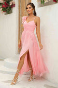 Asymmetrical Ruched Slit Dress - Hovatok