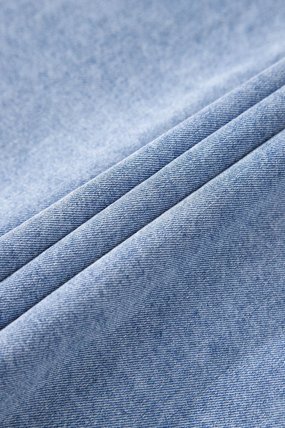 Button Down Short Sleeve Denim Dress - Hovatok