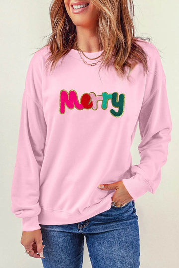 MERRY Round Neck Long Sleeve Sweatshirt - Hovatok