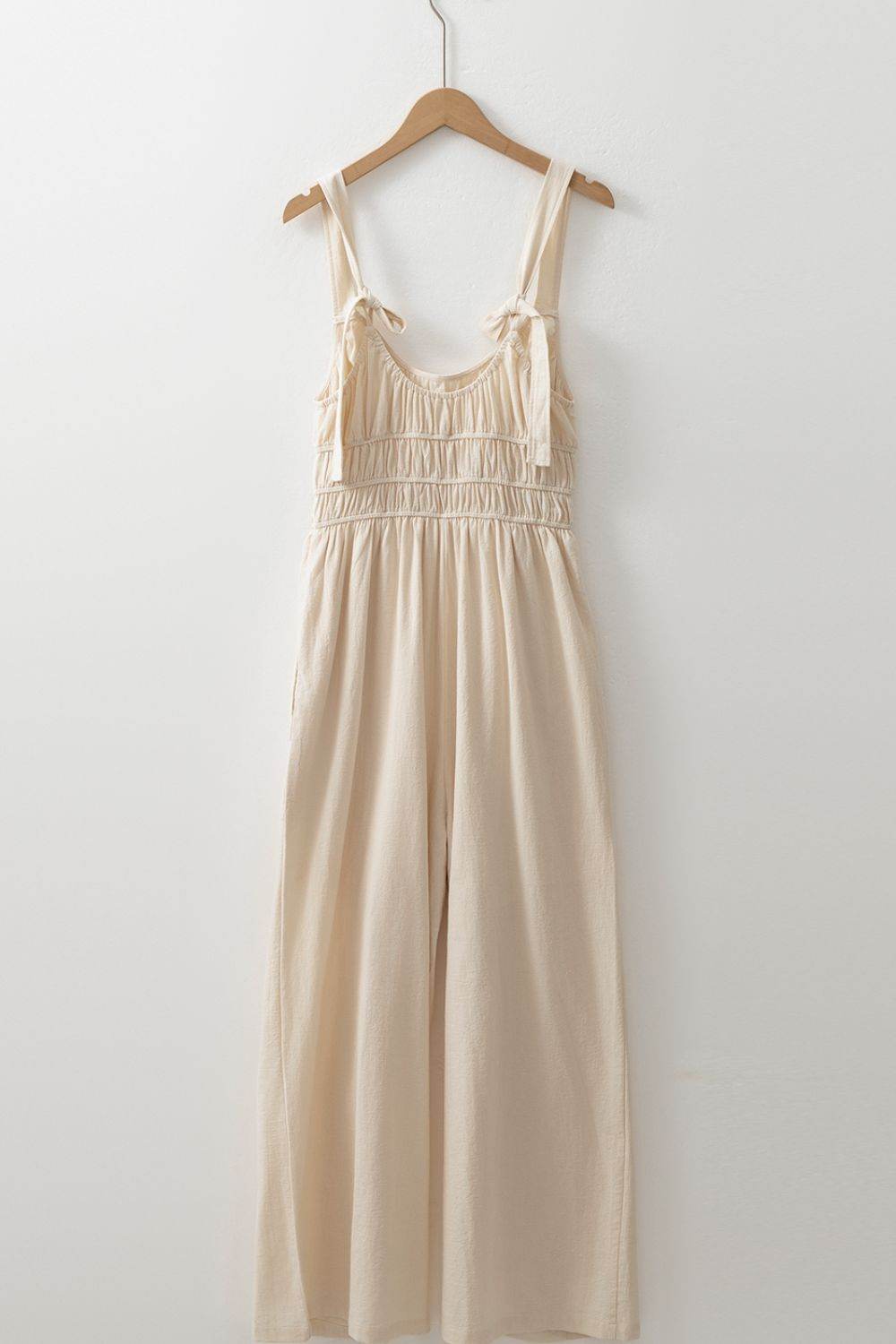 Ruched Sleeveless Wide Leg Jumpsuit - Hovatok
