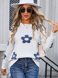 Angel Wings Flower Round Neck Long Sleeve Sweater - Hovatok