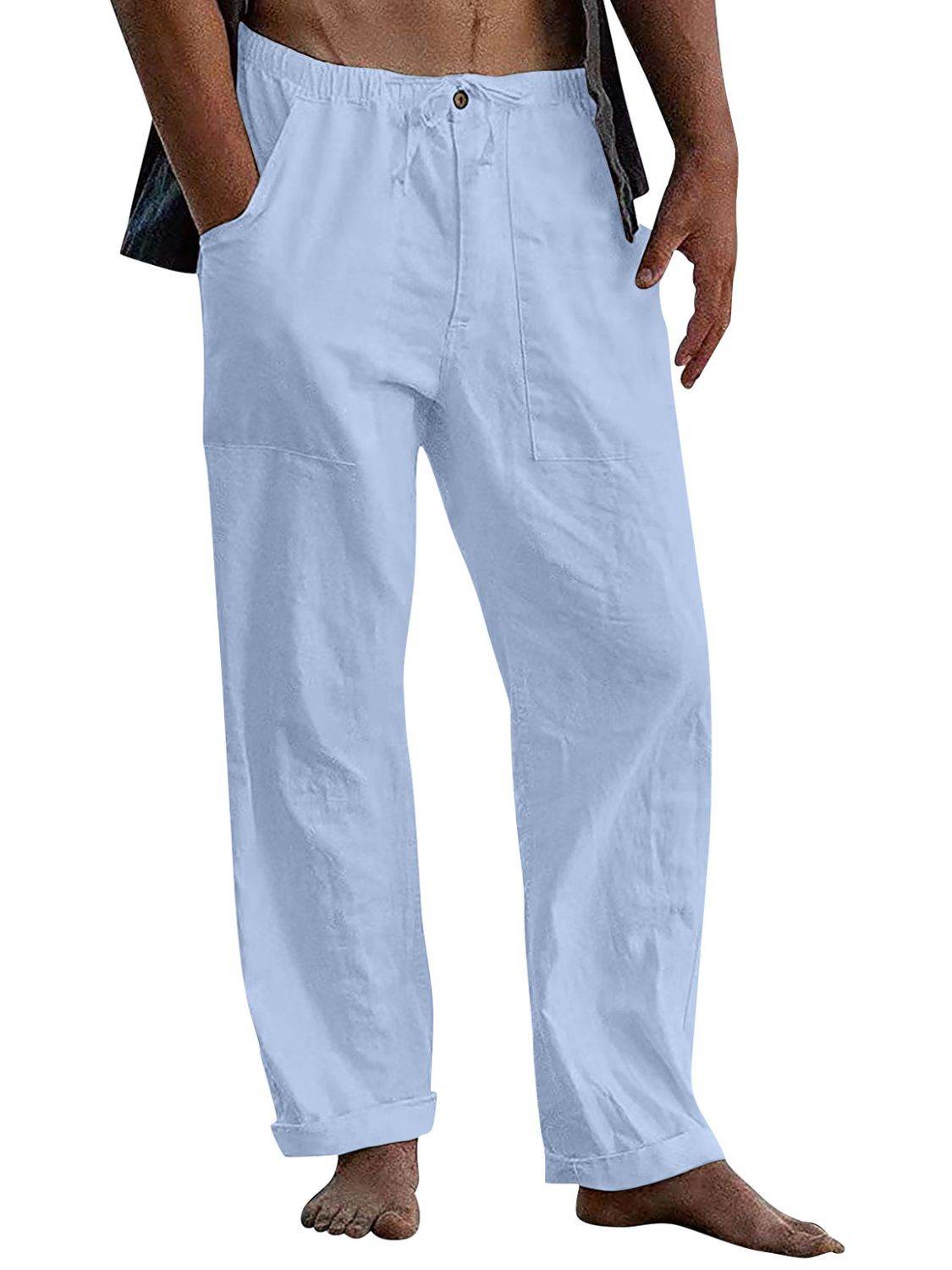 Men's Full Size Drawstring Straight Leg Pants Plus Size - Hovatok