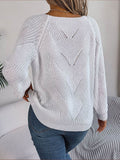 Openwork Buttoned Square Neck Sweater - Hovatok