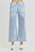 RISEN Full Size High Rise Seamed Detail Wide Leg Crop Jeans - Hovatok