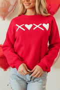 Valentine’s Day XOXO Round Neck Drop Shoulder Sweatshirt - Hovatok