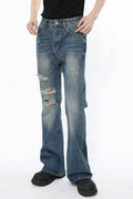 Men's Distressed Bootcut Jeans - Hovatok