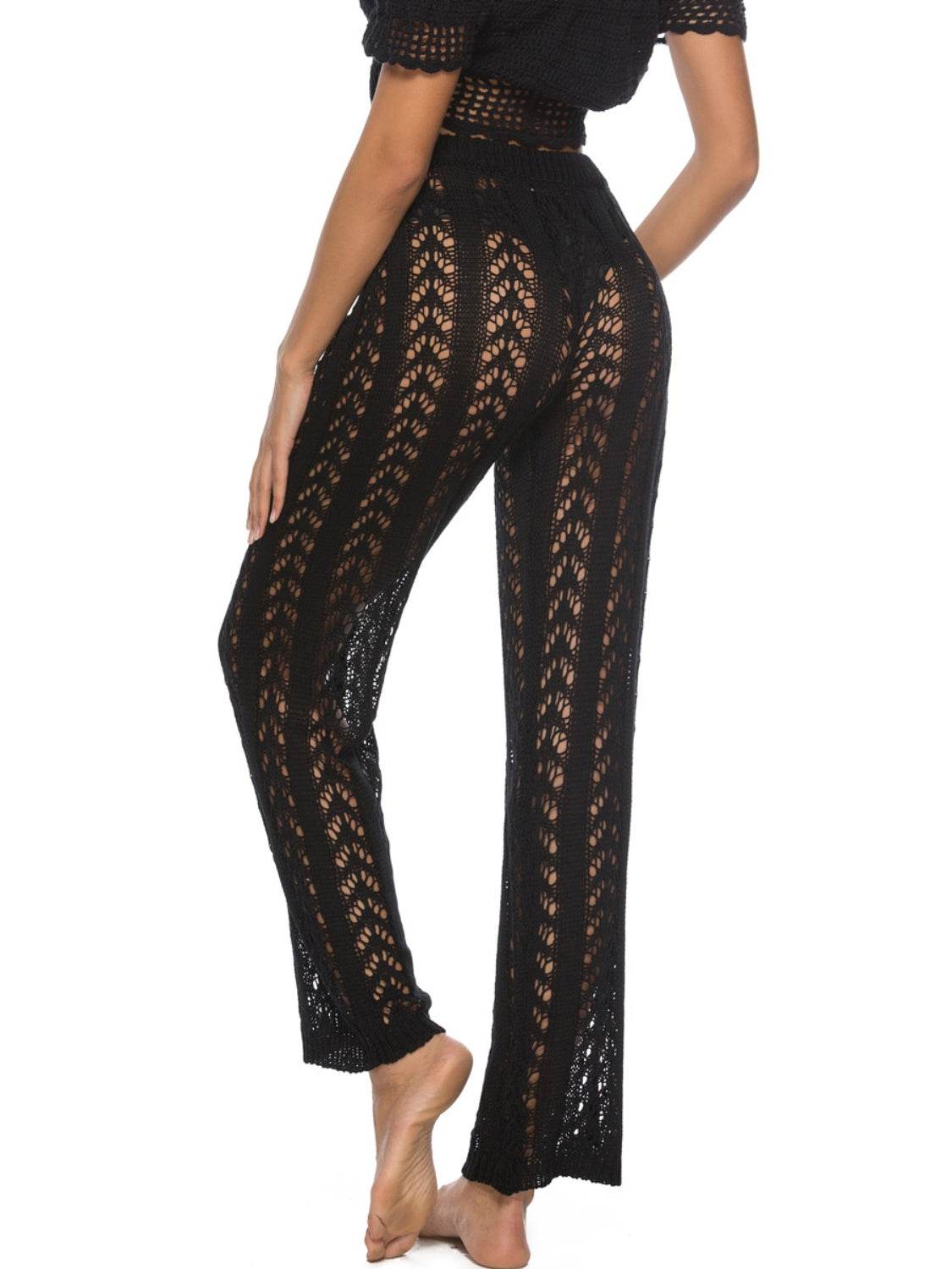Cutout Drawstring High Waist Swim Pants - Hovatok