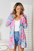 Double Take Floral Open Front Long Sleeve Cardigan - Hovatok