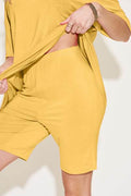 Basic Bae Bamboo Full Size V-Neck Drop Shoulder T-Shirt and Shorts Set - Hovatok