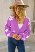 Angel Wings Floral Open Front Fuzzy Cardigan - Hovatok