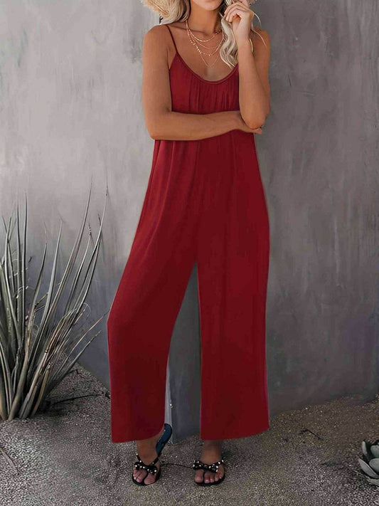 Scoop Neck Spaghetti Strap Jumpsuit - Hovatok
